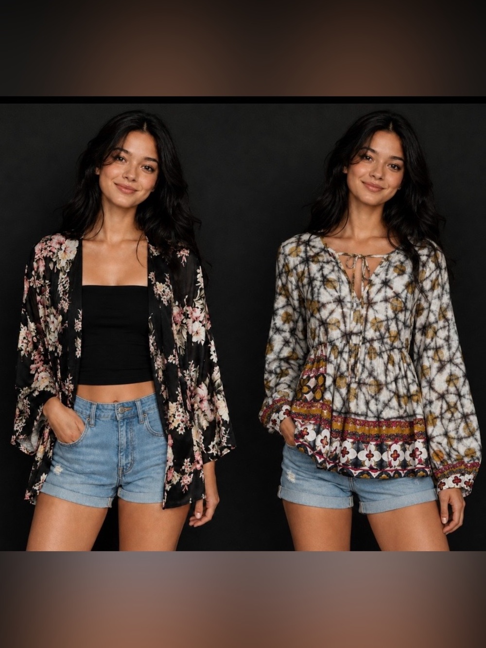 BOHO TOP & KIMONO, PTP TOP 20, PTP KIMONO 24, TOP M, KIMONO 2XL, (2) PIECES